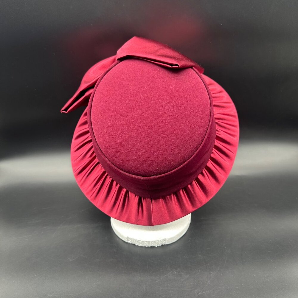 Vintage Formal Church Hat Big Bow  Donna Vinci Couture Cranberry Burgundy Y2K - Picture 4 of 14